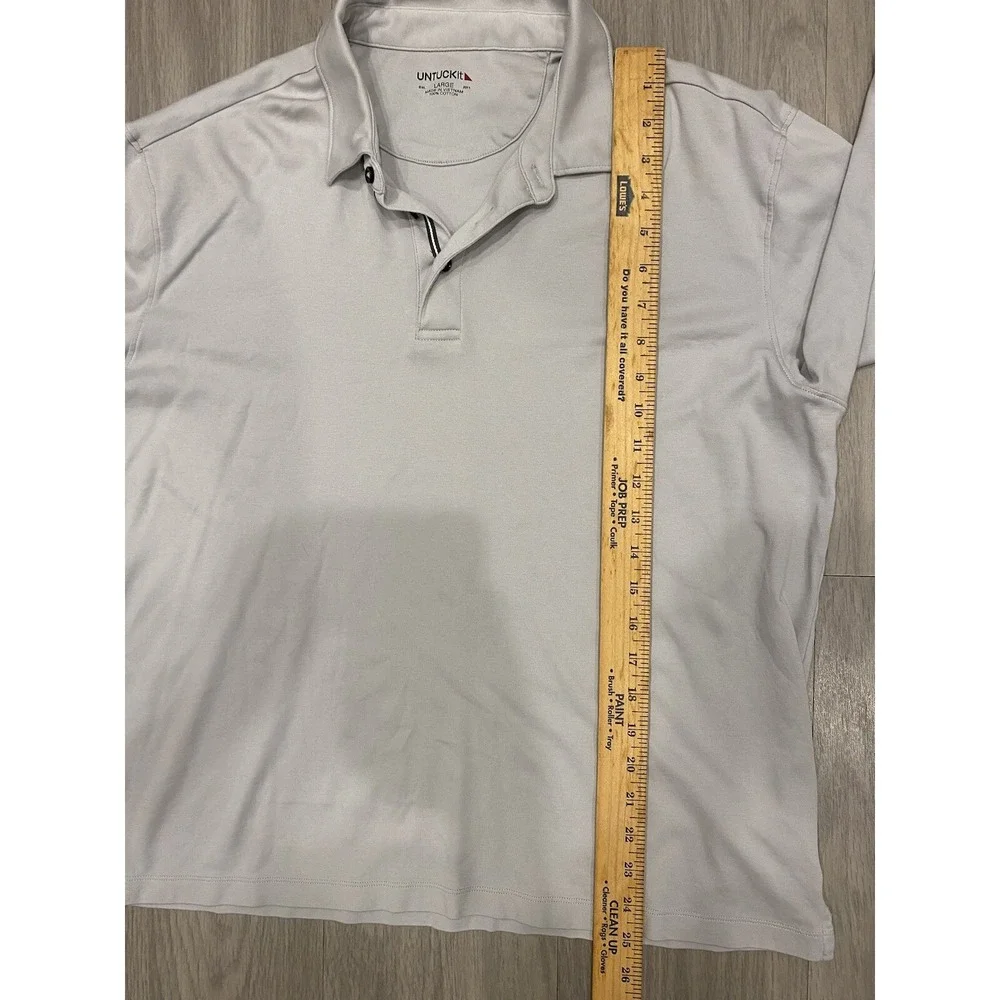 Untuckit Polo Shirt Mens Large Gray Cotton‎ Long Sleeve Buttons 100% Cotton Soft